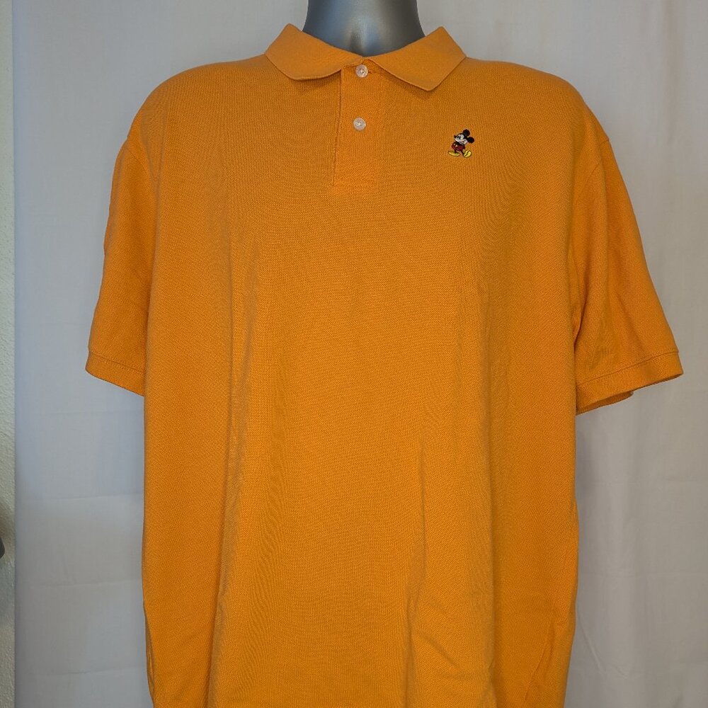 Disney Parks Shirt Mens L Large Orange Polo Mickey Mouse Disneyland  Vintage